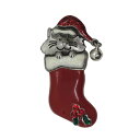 【中古】Kenneth Cole ケネスコール クリスマスソックスに入った猫 ブローチ ピンバッジ ピンバッチ アメリカ 輸入雑貨 アクセサリー