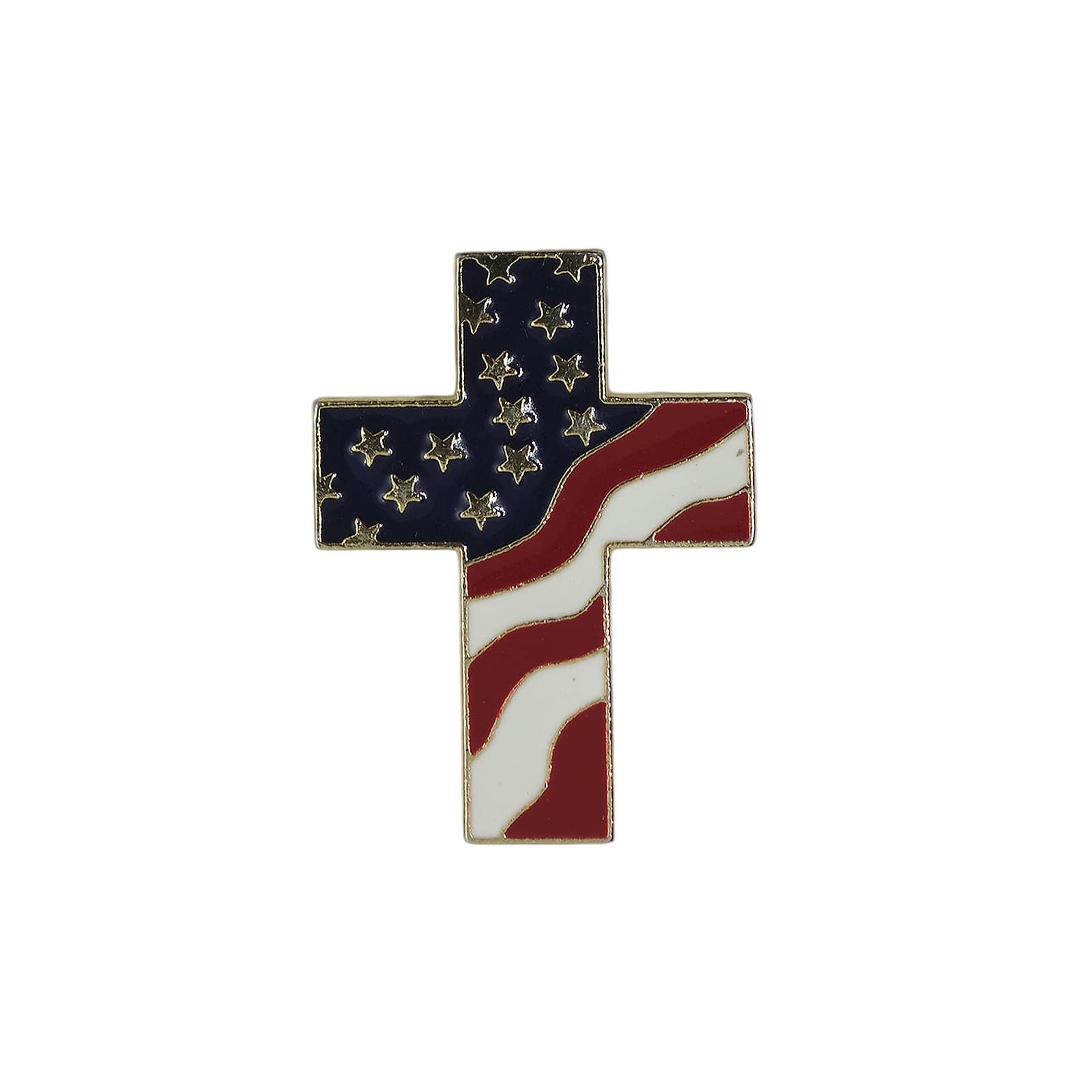 【中古】星条旗柄 クロス ピンズ 十字架 ピンバッジ ピンバッチ 留め具付き アメリカ 輸入雑貨