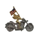 【中古】星条旗を掲げバイクに乗るエンジェル ブローチ ピンバッチ ピンバッジ アクセサリー