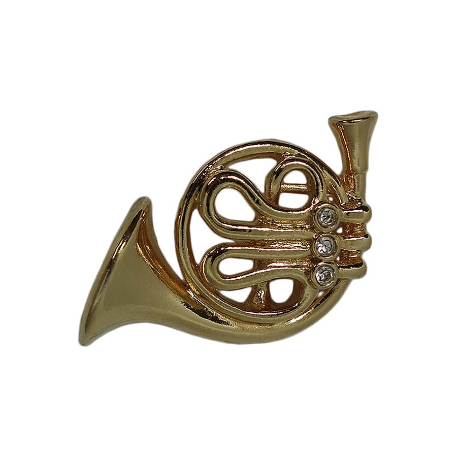 【中古】ホルン ピンズ 金管楽器 金色 ラインストーン装飾 