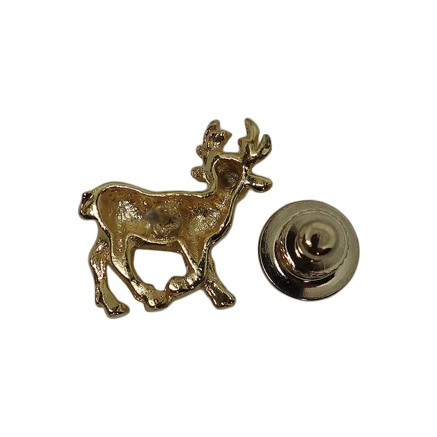 【中古】鹿 ピンズ 金色 動物 留め具付き ピンバッチ ピンバッジ