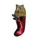 【中古】クリスマスソックスに入った猫 ブローチ ピンバッジ アメリカ 輸入雑貨 ピンバッチ