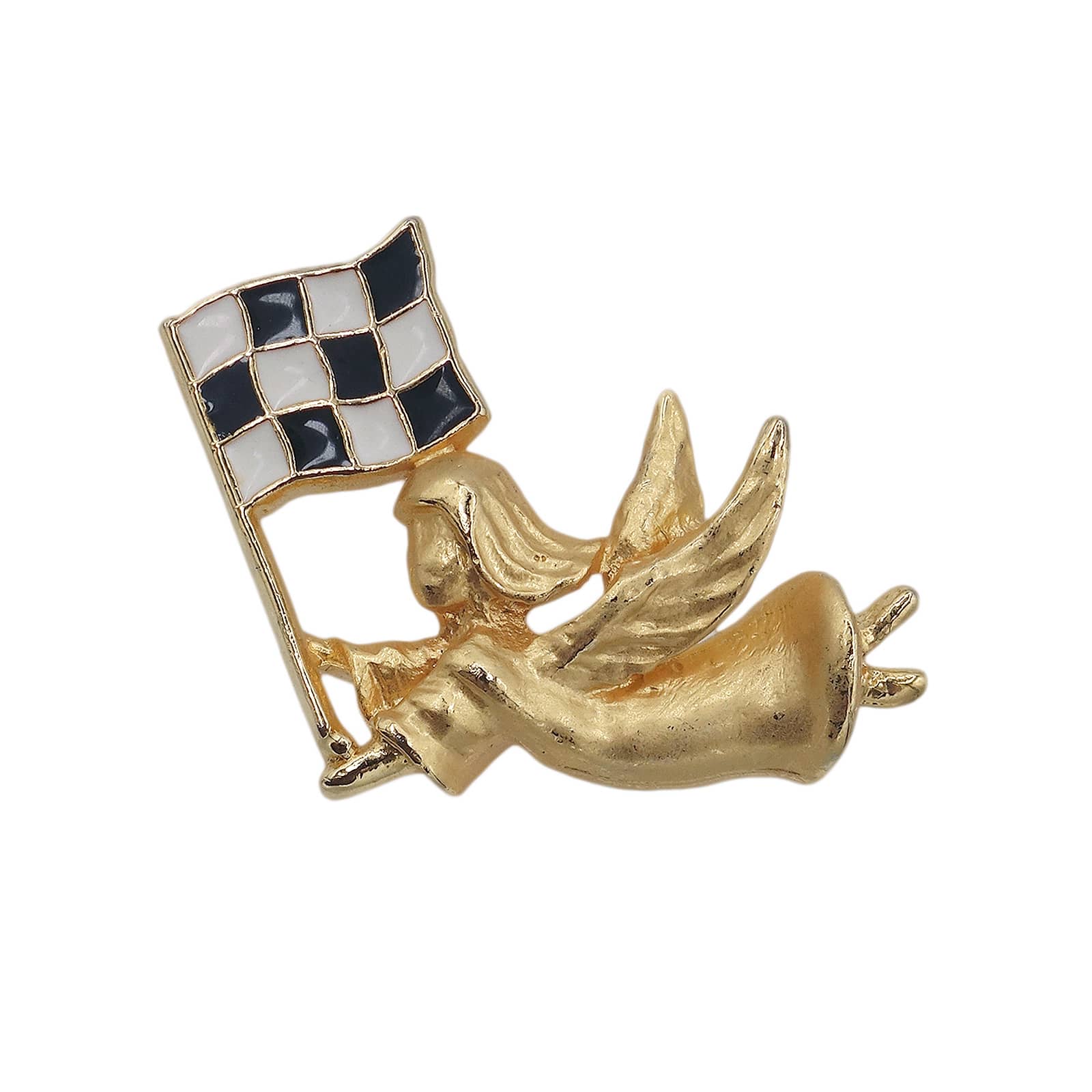 【中古】チェッカーフラッグを持った天使 ピンズ エンジェル アクセサリー ピンバッチ ピンバッジ