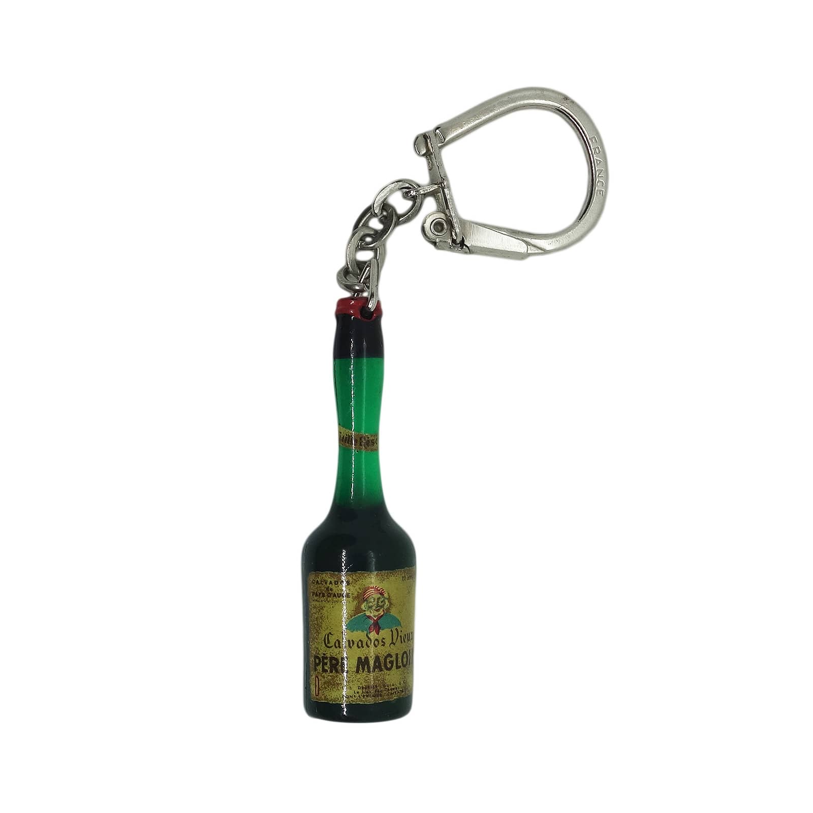 【中古】フランス ビンテージ キーホルダー PERE MAGLOIRE カルヴァドス ボトル型 アンティーク レトロ