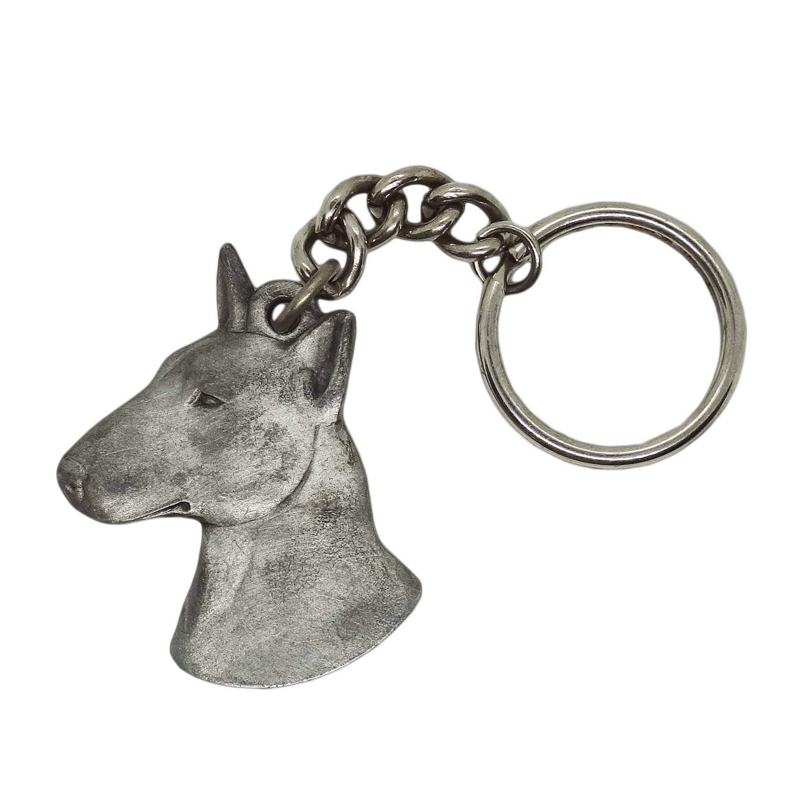 【中古】アメリカ Rawcliffe 1982 犬 ヴィンテージ キーホルダー ピューター ブル・テリア 動物