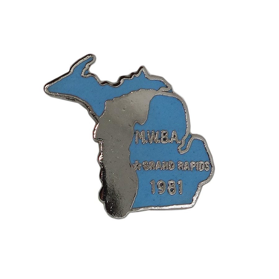 【中古】アメリカ ミシガン州 地図型 ビンテージ ピンズ MWBA ボウリング 80's レトロ ピンバッジ