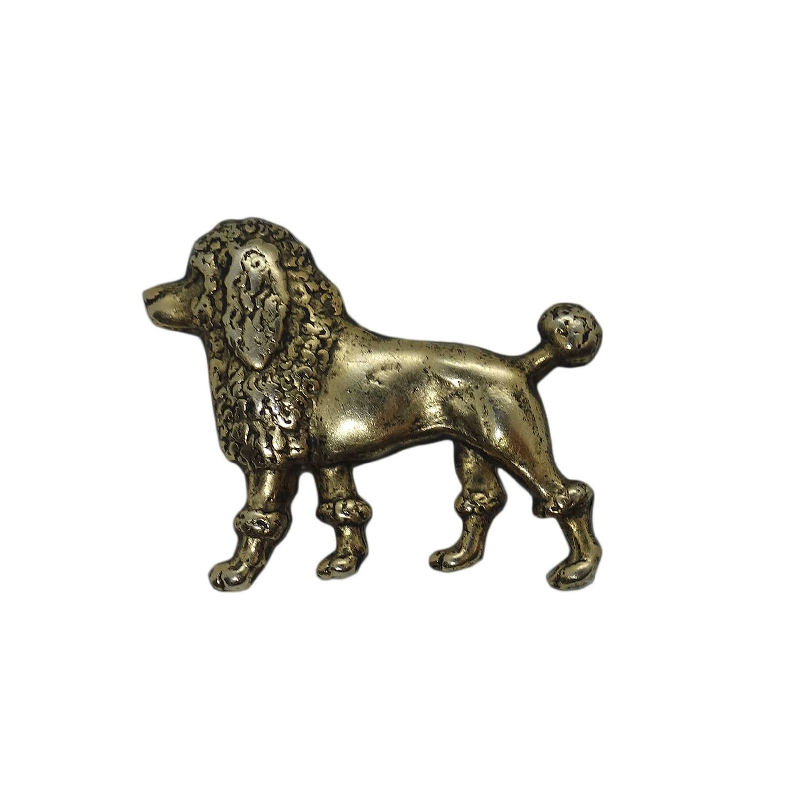 【中古】プードル 犬 ピンズ レトロ 動物 アメリカ 輸入雑貨 ピンバッチ 金色 バッジ