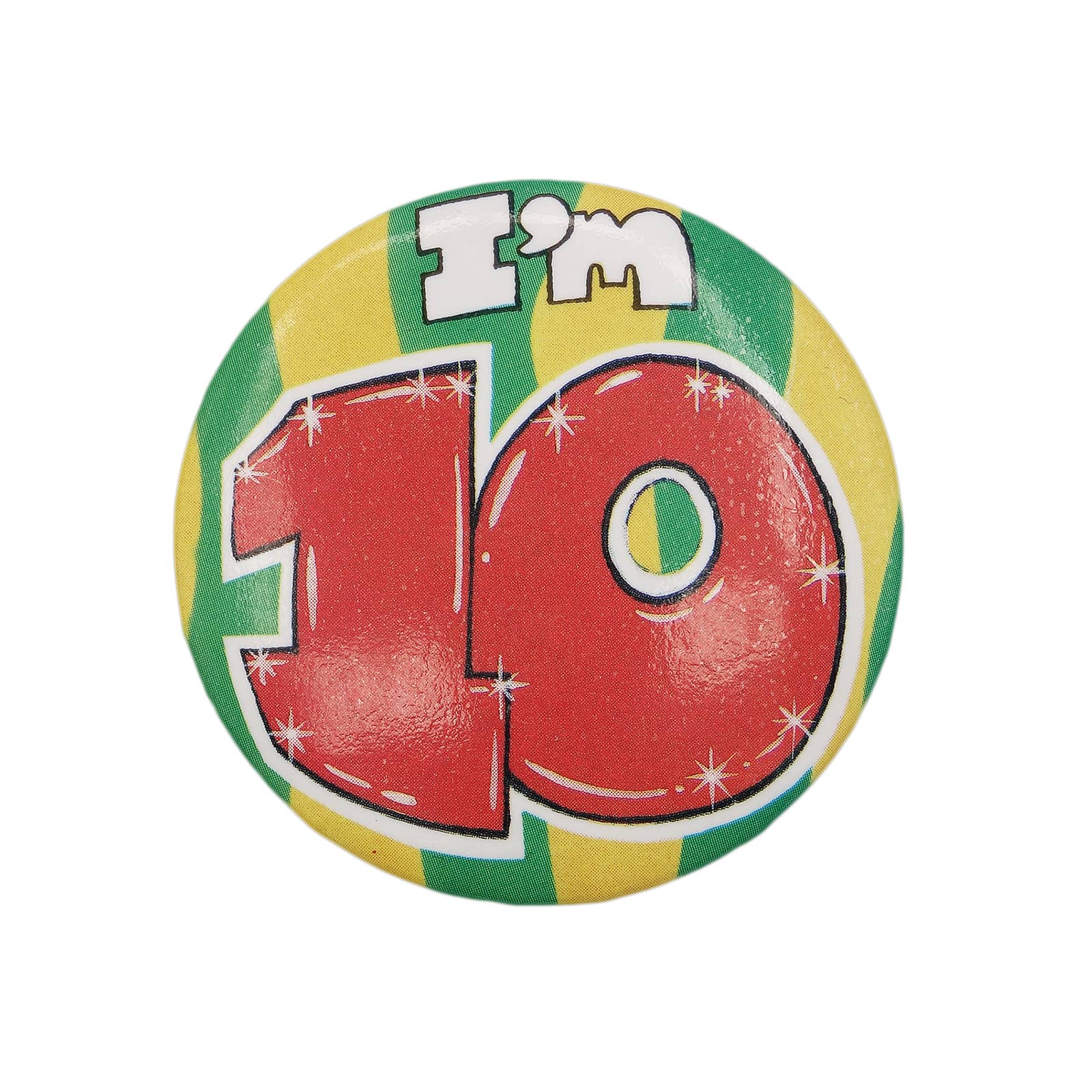 【中古】I AM 10 レトロ 缶バッジ イギリス輸入雑貨 10歳 誕生日 文字 ピンバッジ 缶バッチ