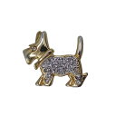 【中古】犬 ピンズ フランス輸入雑貨 ラインストーン装飾 ピンバッチ 金色 動物 ピンバッジ アクセサリー