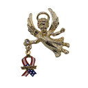 【中古】VICTORY 星条旗柄リボン 天使 ピンズ エンジェル アメリカ輸入雑貨 ピンバッチ アクセサリー ピンバッジ