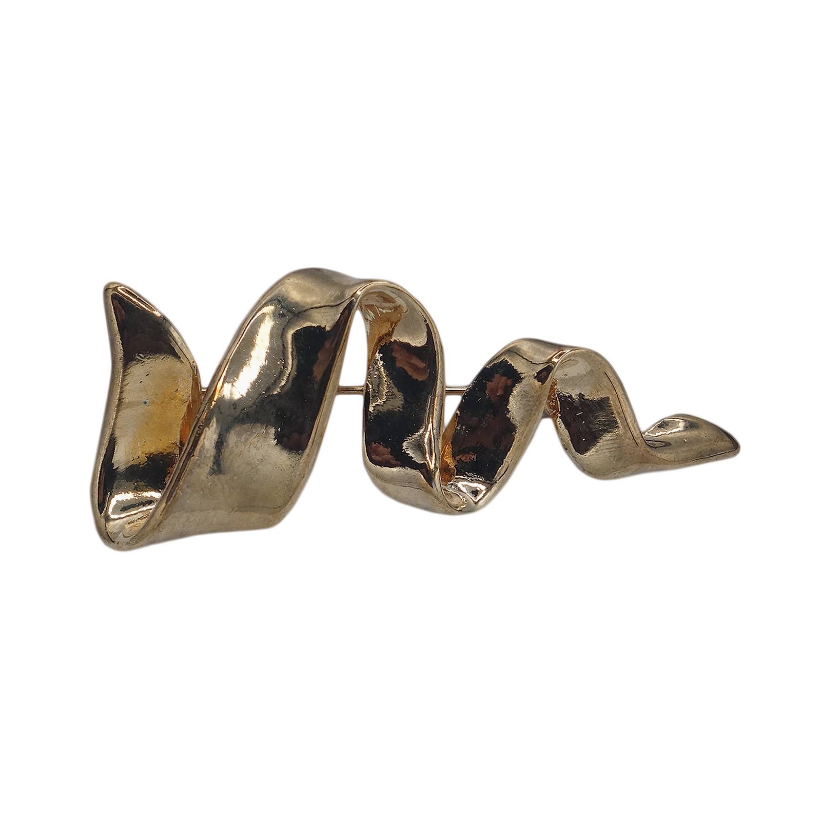 【中古】ウェーブデザイン ブローチ 金色 アメリカ輸入雑貨 アクセサリー ピンバッジ バッチ