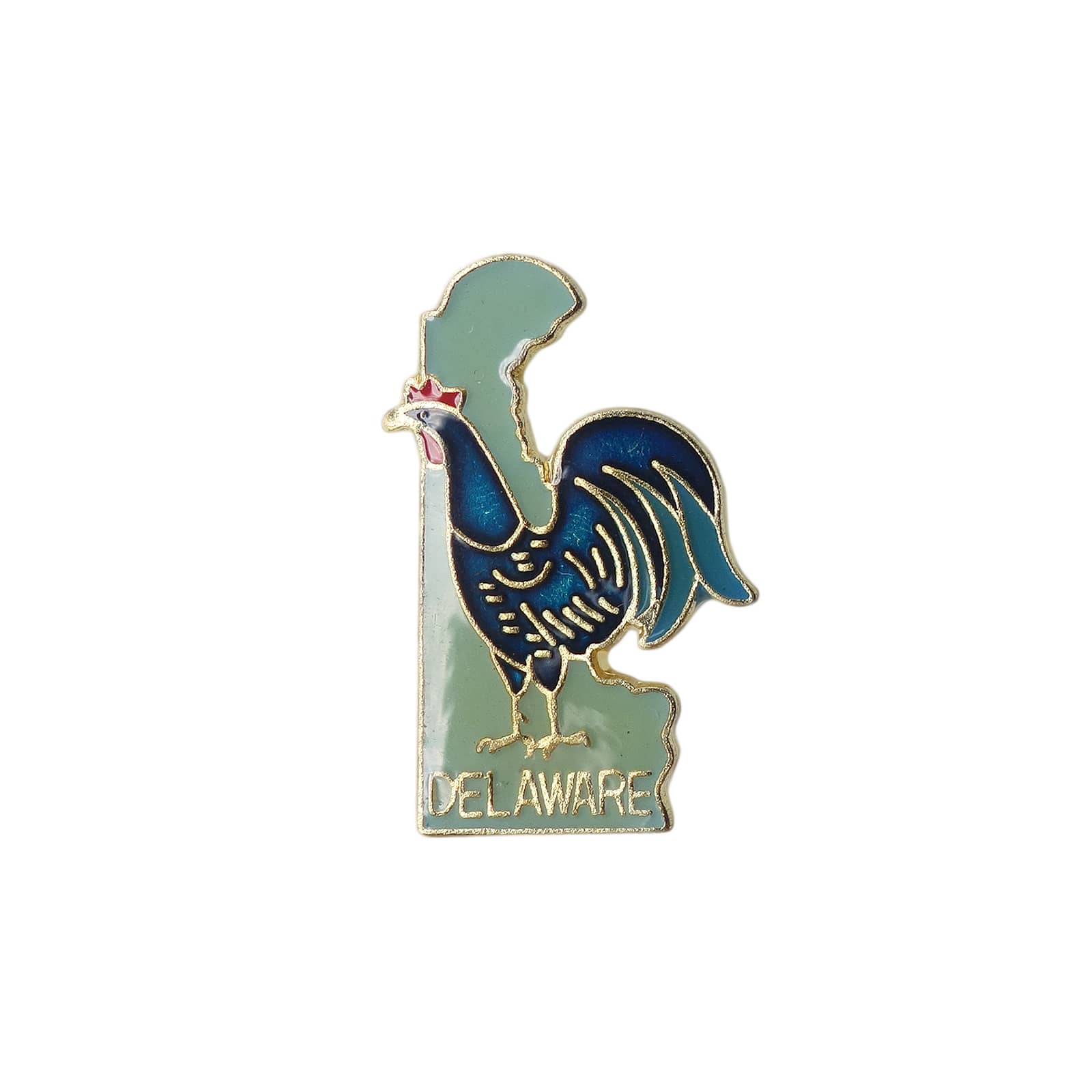 【中古】アメリカ デラウェア州 レトロ ピンズ 地図型 ニワトリ ルースター ピンバッチ ピンバッジ