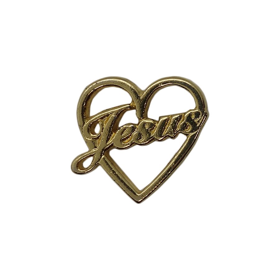 【中古】Jesus ハート ピンズ 金色 ラペルピン ピンバッチ ピンバッジ 留め具付き