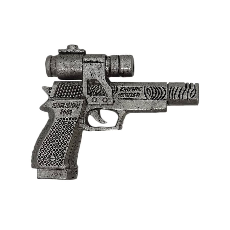 【中古】EMPIRE PEWTER MFG 拳銃 ピンズ SHOT SHOW 2001 ピューター ピンバッチ ピンバッジ 留め具付き アメリカ輸入雑貨