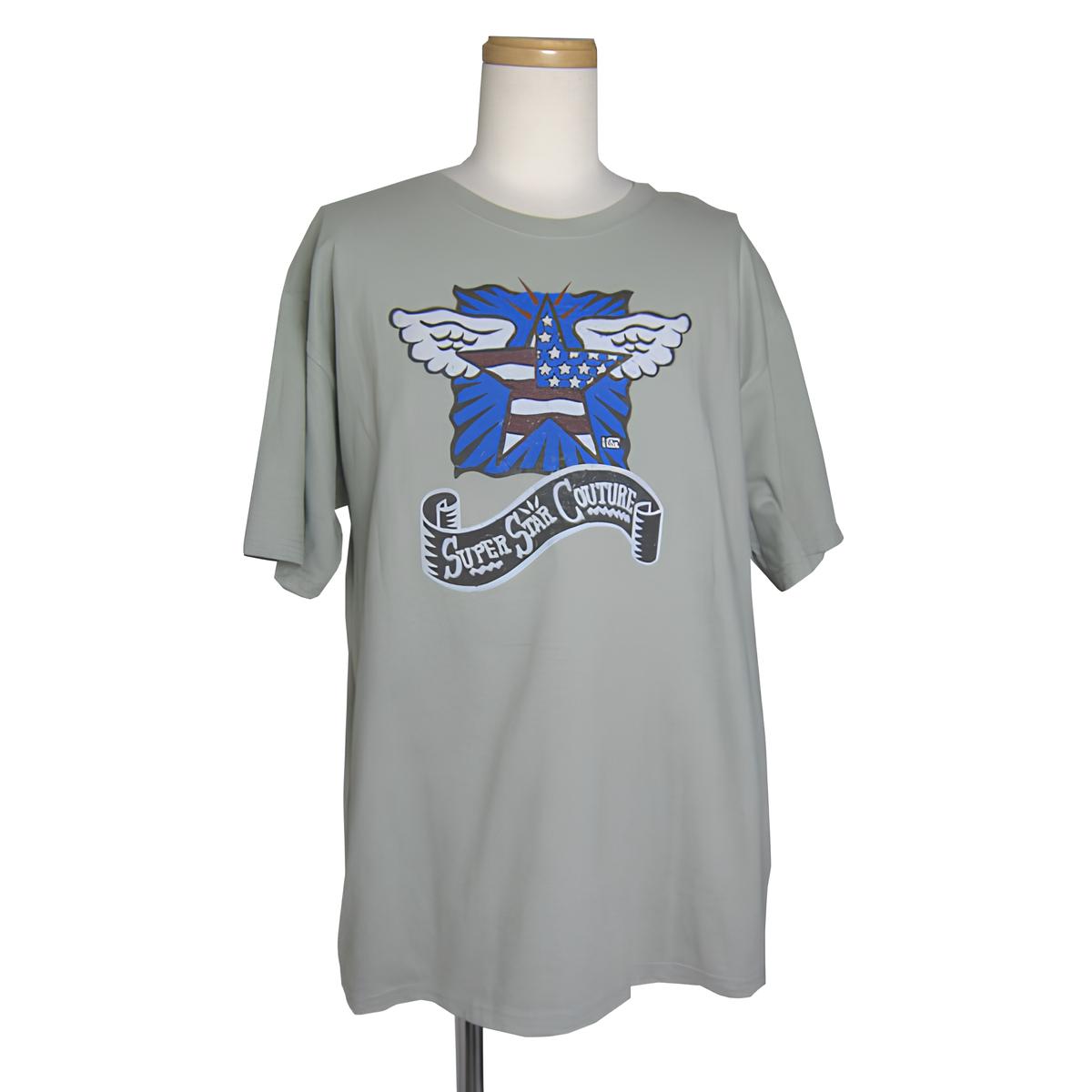 【中古】Hanes プリントtシャツ SUPER STAR COUTURE ティーシャツ メンズ Lサイズ 半袖 tee レトロ ヘインズ アメリカ輸入 ユーズド 古着