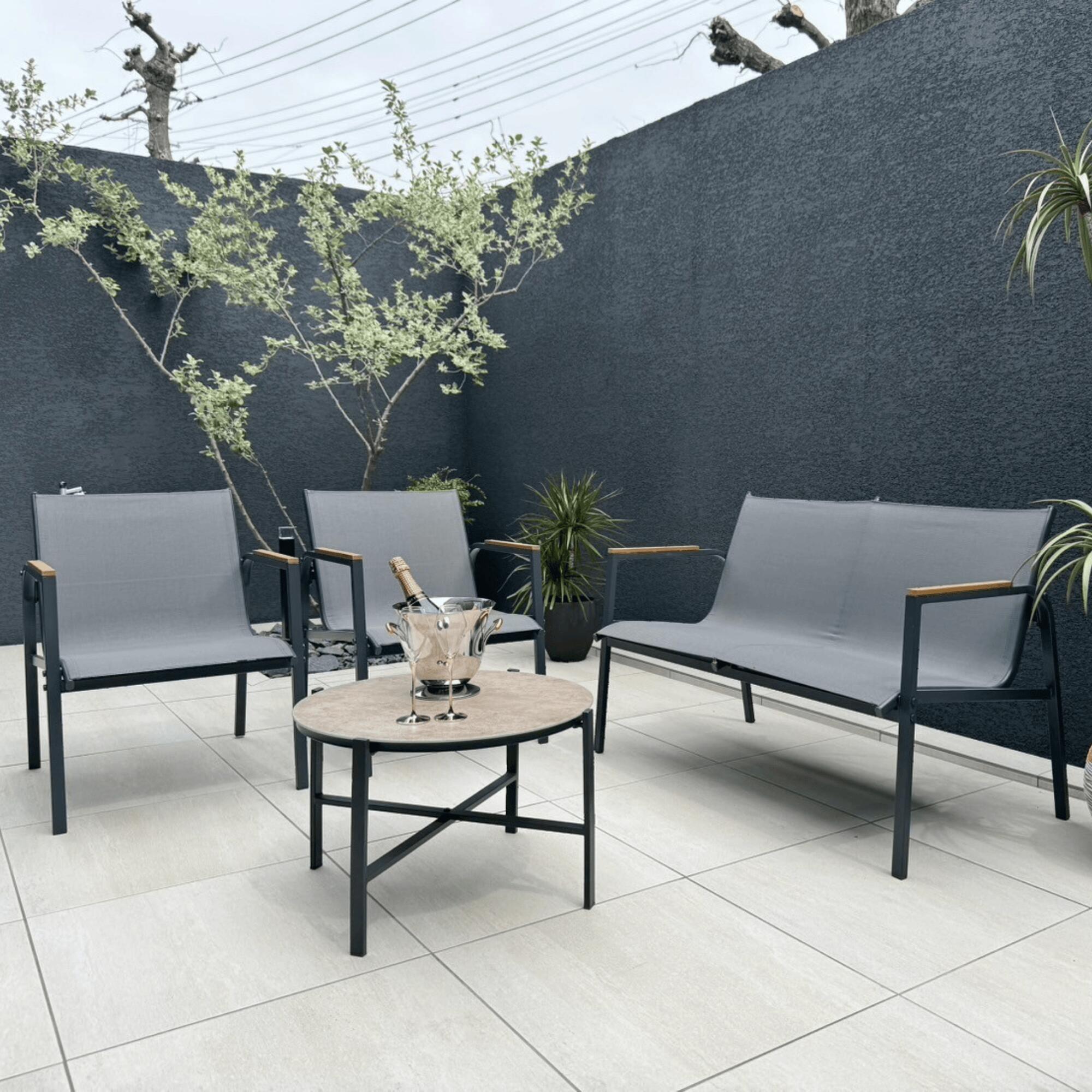 【送料無料】ガーデン テーブル チェア ソファー 雨ざらし ファニチャー ベンチ 屋外 お庭 家具 オシャレ グレーバルコニー DEPOS 秋 スタイリッシュ ...