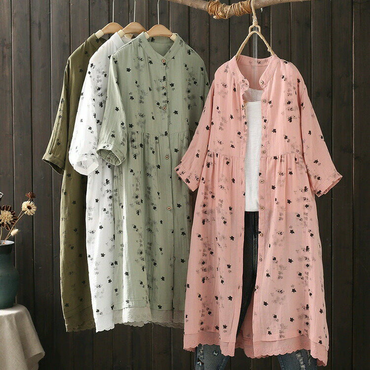 乐天商城 - ロングシャツ シャツワンピース 夏 レディース ゆったり ロング丈 半袖 夏シャツ おしゃれ きれいめ カジュアル 女子 女性