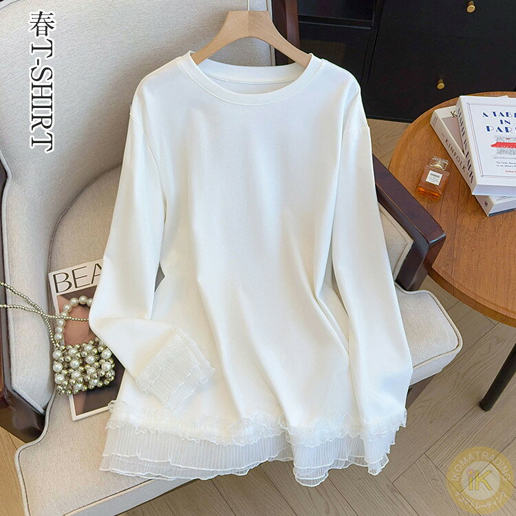 樂天商城 - Tシャツ 長袖 トップス カットソー レディース 春 ロング丈 半袖Tシャツ ティーシャツ 白tシャツ 白T クルーネック 長袖tシャツ 長袖Tシャツ カジュアル 重ね着風 おしゃれ