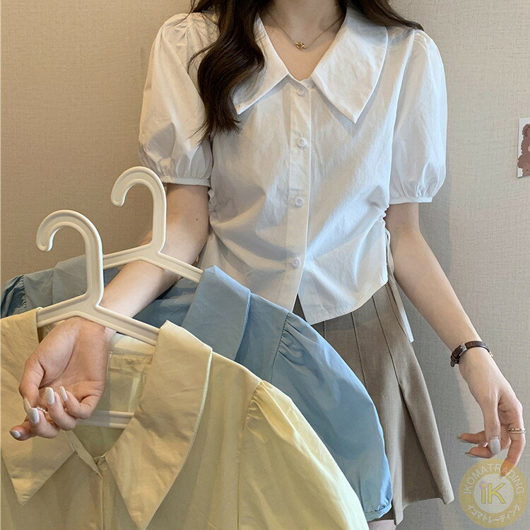 乐天商城 - 半袖シャツ 夏用 女性用 レディース ショート丈 女の子 シャツ 夏服 かわいい おしゃれ