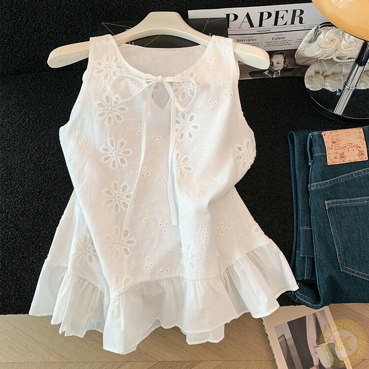 乐天商城 - ノースリーブ トップス タンクトップ レース レディース 女性用 夏用 おしゃれ 大きいサイズ ゆったり