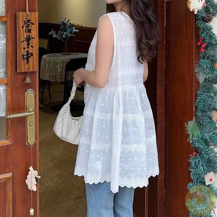 乐天商城 - ベスト ノースリーブ シャツ トップス 薄手 重ね着 レイヤード レディース おしゃれ 夏用 女性用