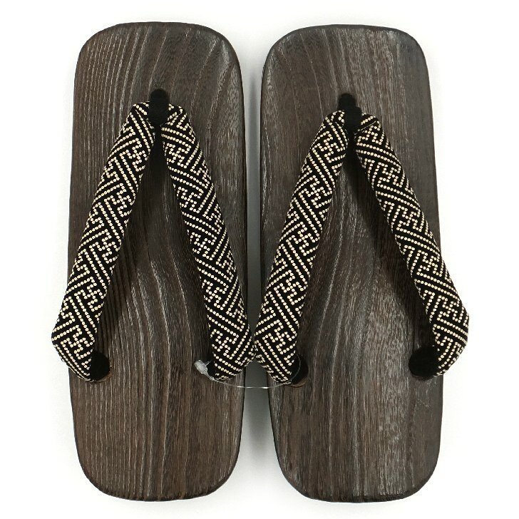 下駄 総桐 焼き 男物 印伝風 紗綾型 鼻緒 右近型 日本製 フリーサイズ 浴衣