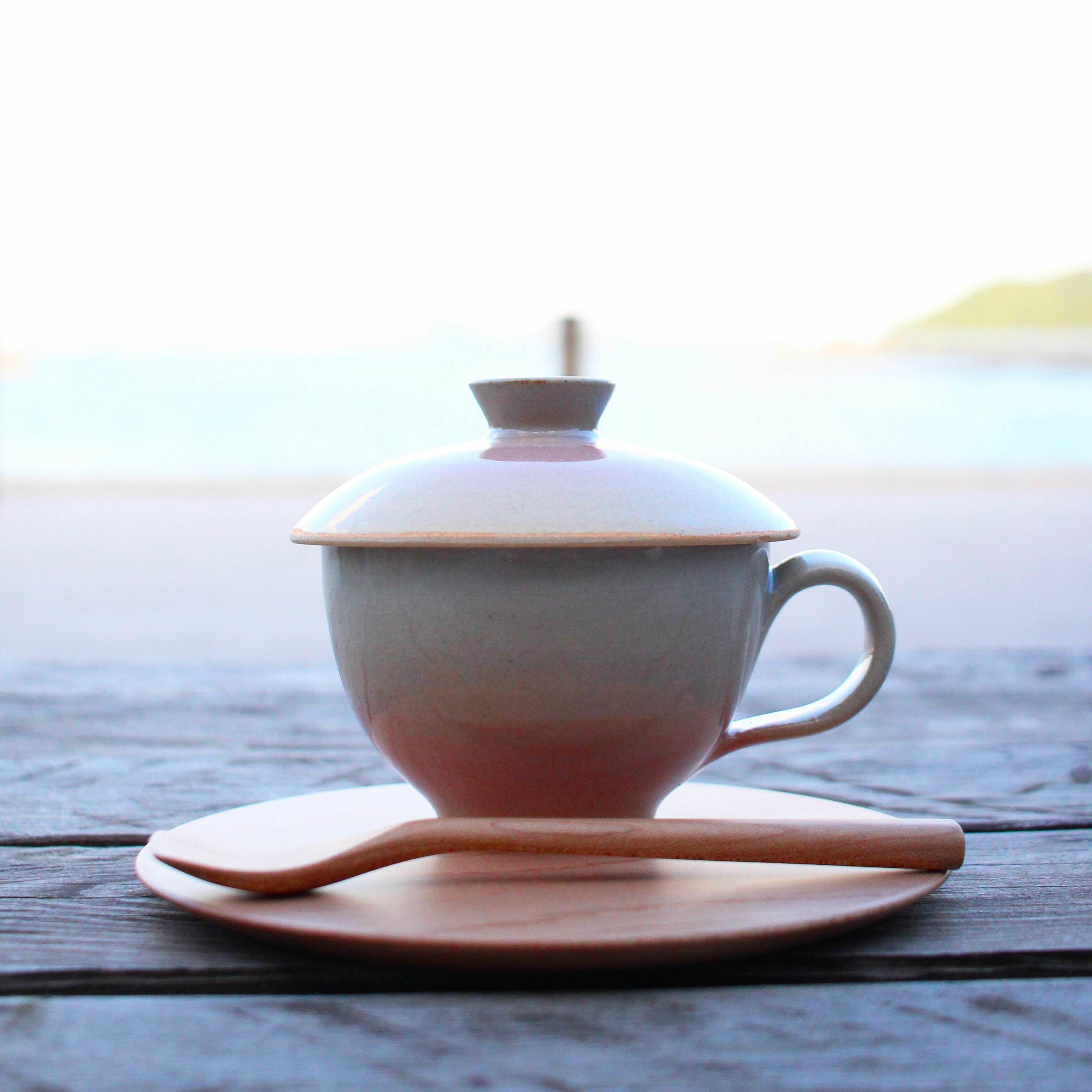 八宝茶ティーセットA：透明釉薬カップとミズメザクラ木器セット　 薬膳茶 中国茶 国内製造 健康茶 美容 リラックス オリエンタル