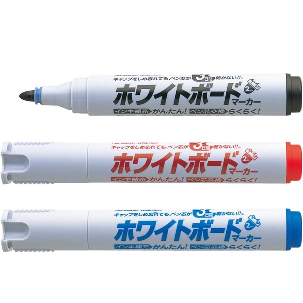 ホワイトボードマーカー 潤芯ホワイトボードマーカー 丸芯 黒 赤 青 シヤチハタ