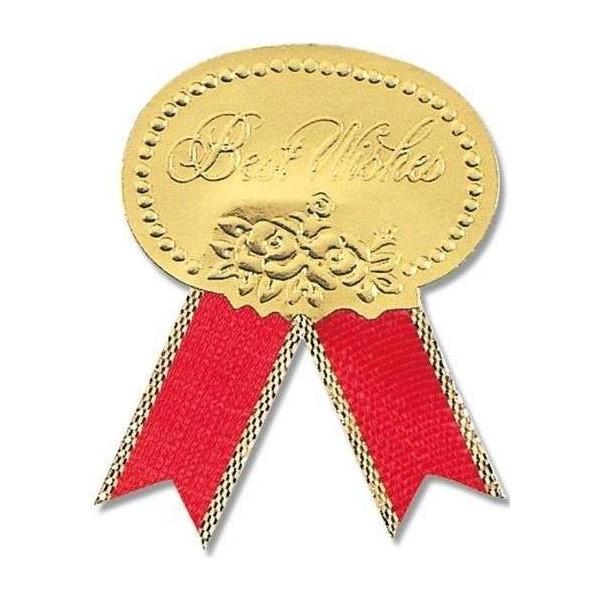 シール ギフトシール ラッピング ベストウィッシュ リボン付 金 M 54片 シモジマ