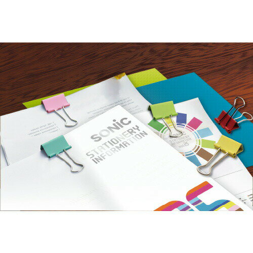 【クーポン配布中!12/19 20:00〜12/26 1:59】クリップ Wクリップ カラーダブルクリップ 中 10個 青系 赤系 ソニック (メール便対象商品...