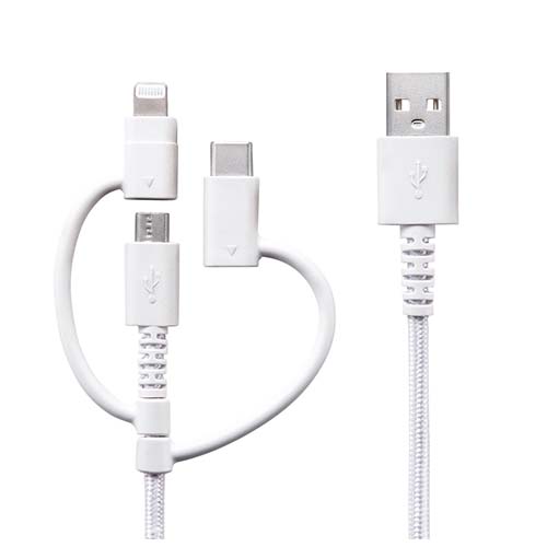 X}[gtH iPhone USB [d CgjOETypeCEmicroUSB 3in1 P[u 1m Lightning TTvC