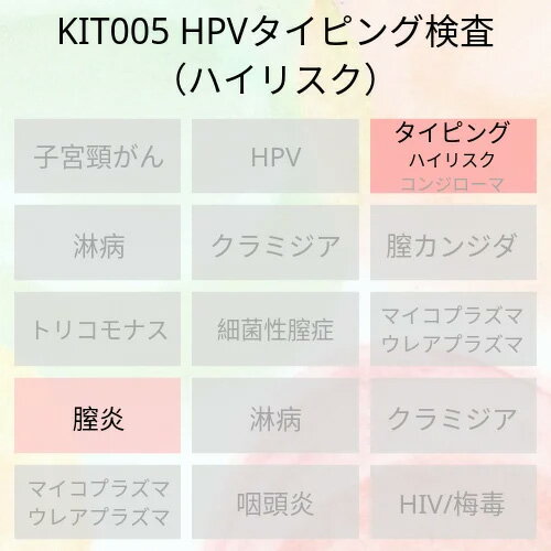 タイピング検査は、ハイリスク型を含む数種類のHPVを個別に検出可能な遺伝子学的検査法となり、この検査では13種類のハイリスクHPVのどの型に感染しているか調べる事が可能です。 細胞診で異常がある、ハイリスクHPVの感染が確認された方は、どの型に感染しているのかを調べることによって、持続感染の確認をすることができます。