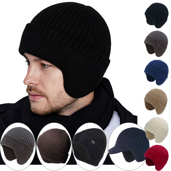 ニット帽 耳あて付き ニットキャップ 耳当て つば 裏ボア 裏起毛 帽子 ニットキャスケット 防寒 秋冬 暖かい 通気性 保温性 防寒対策 メンズ レディース CAP 4993