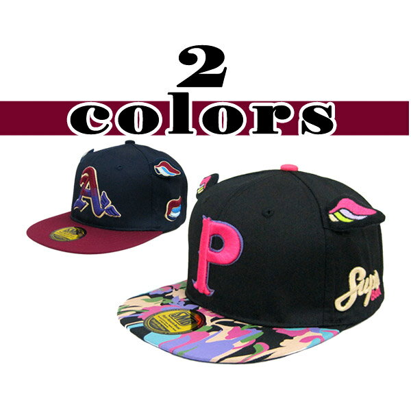 帽子 キャップ アイランド (I'LAND) スナップ バック SNAPBACK 羽根 ベースボールキャップ 野球帽 /黒 ブラック/ネイビー 青 レディース(女性用) BASEBALL CAP 5171