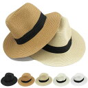 つば広 中折れ 麦わら帽子 ストローハット リボン付 帽子 中折れハット ツバ広 UVカット 日よけ メンズ レディース 春 夏 STRAW HAT 6516