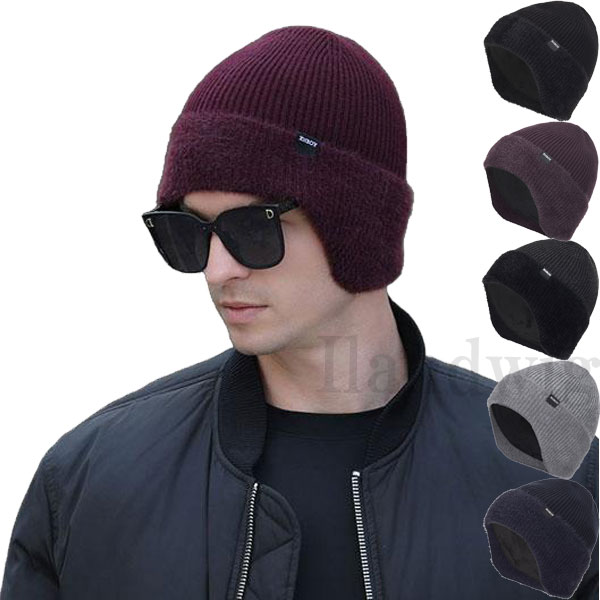 ニット帽 耳あて付き ニットキャップ 防寒 裏起毛 裏地ボア 耳当てビーニー メンズ レディース 秋冬 暖かい 保温性 防寒対策 アウトドア スポーツ CAP 4984(4.0)