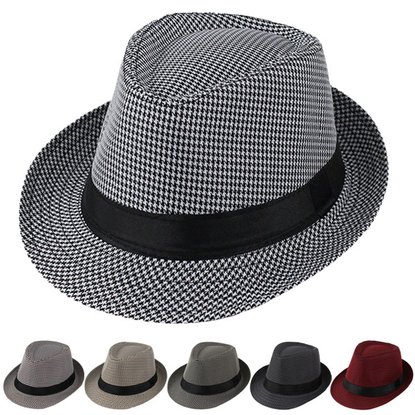 千鳥格子中折れハット帽子ハット中折...