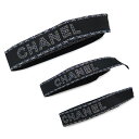 シャネル リボン 3本セット ギフト プレゼント ラッピング 包装 ロゴ チェック柄 ブラック 黒 CHANEL【ブランド付属品】【メール便】