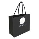 CHANEL シャネル 紙袋 正規店 ペーパーバッグ ショッパー ブラック 黒 カメリア付き 22×19×9cm【ブランド付属品】【紙袋】【メール便】