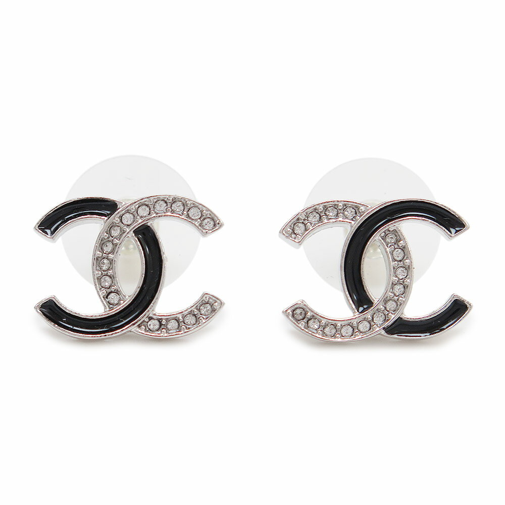 Rakuten - シャネル ピアス レディース スタッドピアス アクセサリー ココマーク CCマーク ラインストーン シルバー＋ブラック ABF806 B20581 U0944 CHANEL
