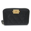 シャネル コインケース シャネル コインケース レディース BOY CHANEL AB0602 B01490 94305 ボーイシャネル 小銭入れ カードケース 名刺入れ 財布 ラウンドファスナー キルティング レザー ブラック 黒