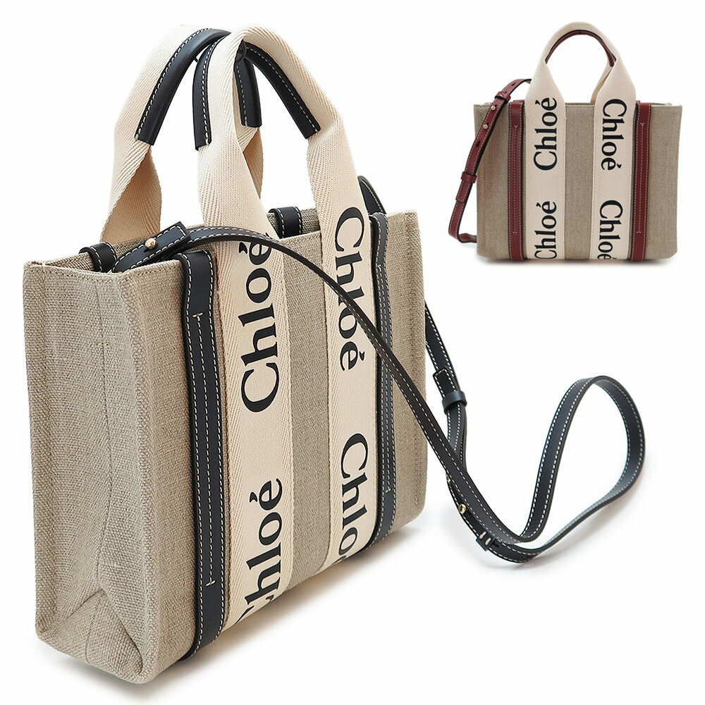 クロエ バッグ クロエ スモール トートバッグ レディース WOODY CHC22AS397I26 ウッディ ショルダーバッグ ロゴ キャンバス レザー Chloe
