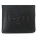 フェンディ 折財布 メンズ 7M0001 AFCL F0GXN 財布 二つ折り ロゴ レザー ブラック FENDI COIN WALLET 【2021年春夏新作】
