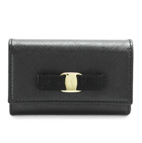 フェラガモ キーケース 22C211 0600275 NERO/GD Salvatore Ferragamo ヴァラリボン 型押し カーフ レザー ブラック