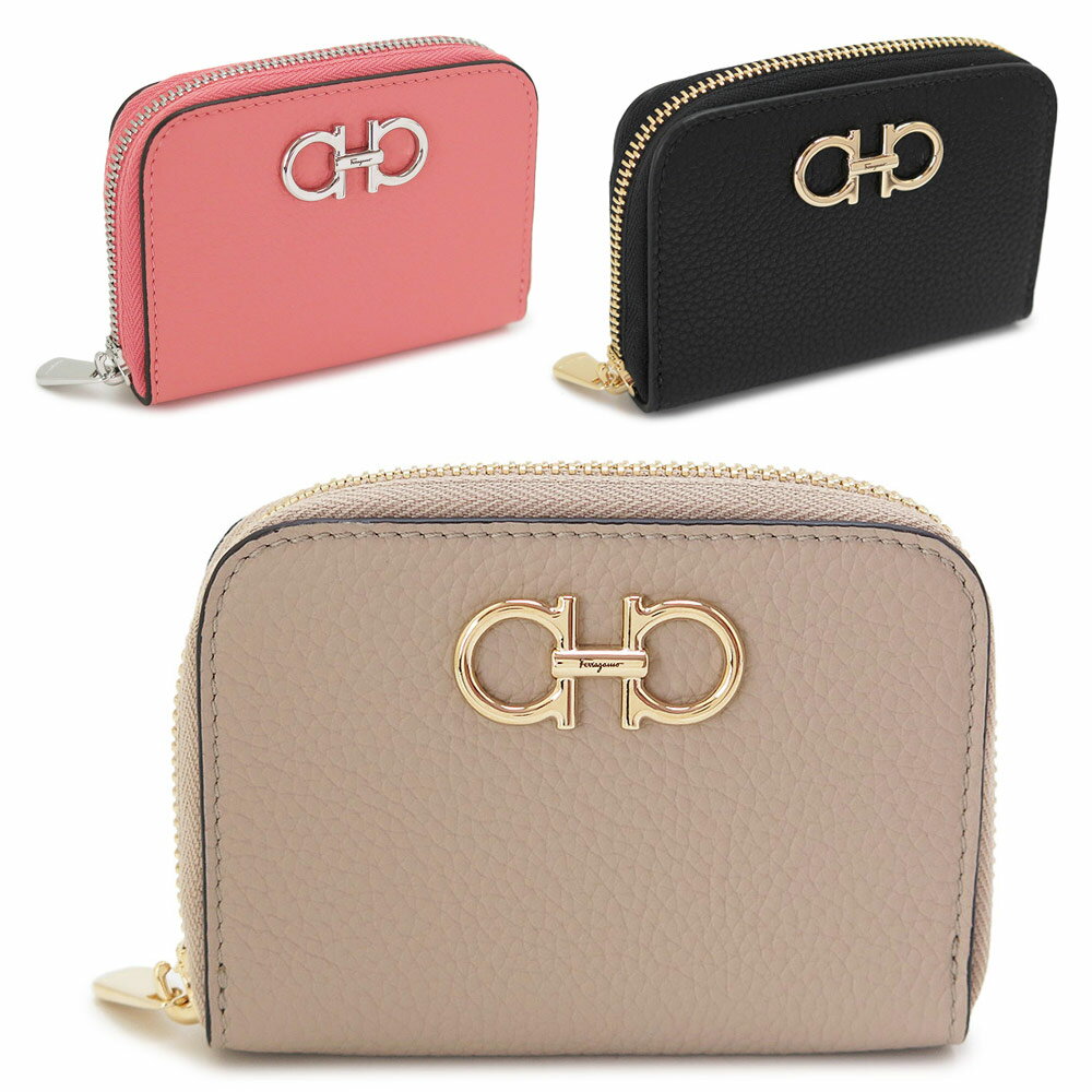 フェラガモ コインケース レディース 220406 小銭入れ カードケース 財布 ラウンドファスナー ダブル・ガンチーニ Salvatore Ferragamo
