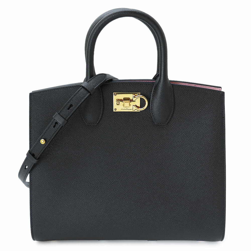 フェラガモ ハンドバッグ レディース FERRAGAMO STUDIO BOX BAG 210398 0740941 ステューディオバッグ ショルダーバッグ スモールバッグ ガンチーニ ブラック 黒 【2024年春夏新作】