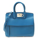 【訳あり/展示品】 フェラガモ ハンドバッグ レディース FERRAGAMO STUDIO BAG M ショルダーバッグ ガンチーニ レザー アジュール ブルー ポーチ付き 21H159 0704213