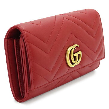 グッチ 長財布 レディース 443436 DTD1T 6433 財布 GGマーモント シェブロン キルティング レザー ハイビスカスレッド GUCCI GG MARMONT