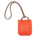 エルメス バッグチャーム H079065CAAA バッグアクセサリー レザー オレンジ系＋ブラウン系 HERMES ORANGE BAG CHARM