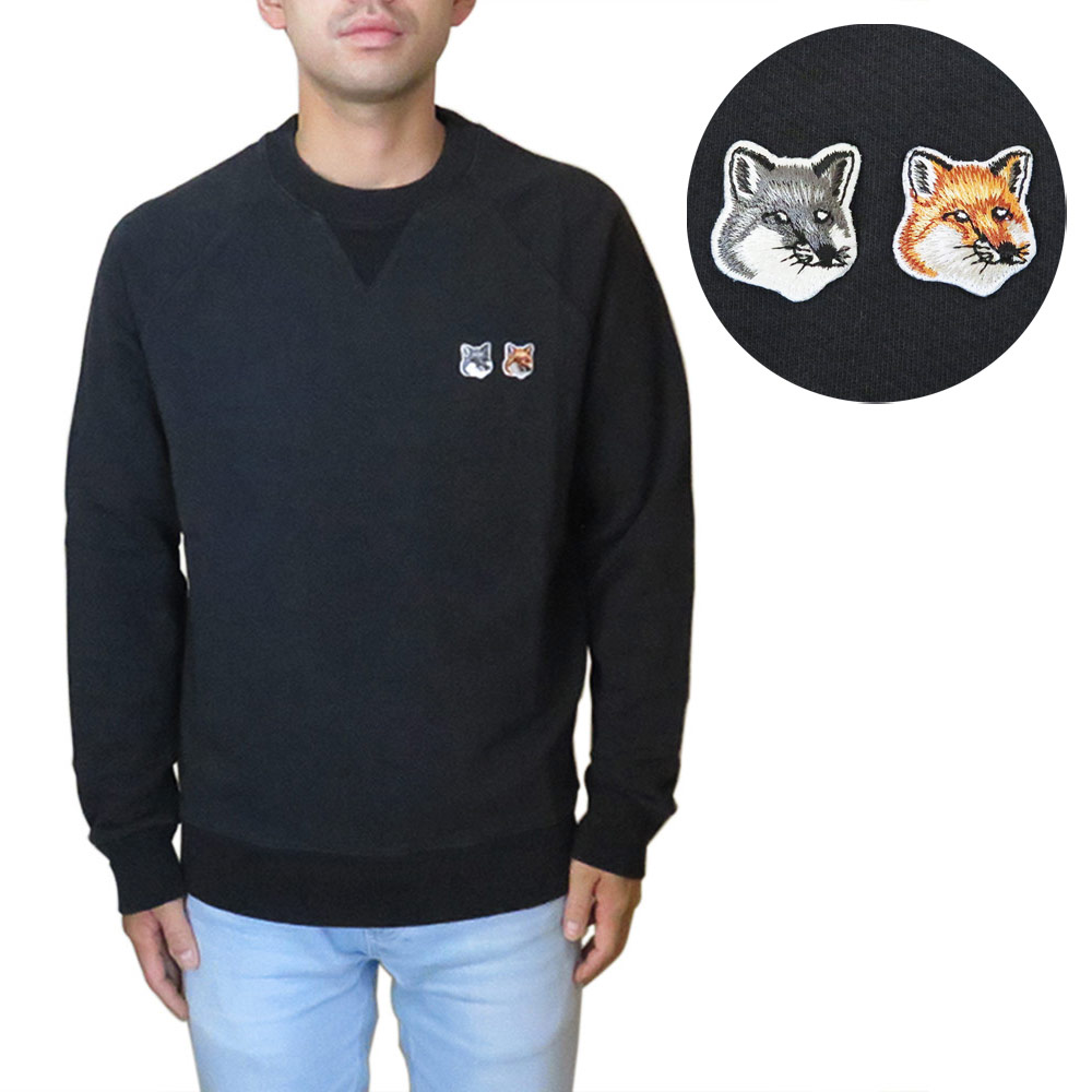 メゾンキツネ スウェット 長袖 FM00358KM0002 ダブルフォックス スウェットシャツ クルーネック トレーナー MAISON KITSUNE DOUBLE FOX HEAD PATCH CLASSIC SWEATSHIRT